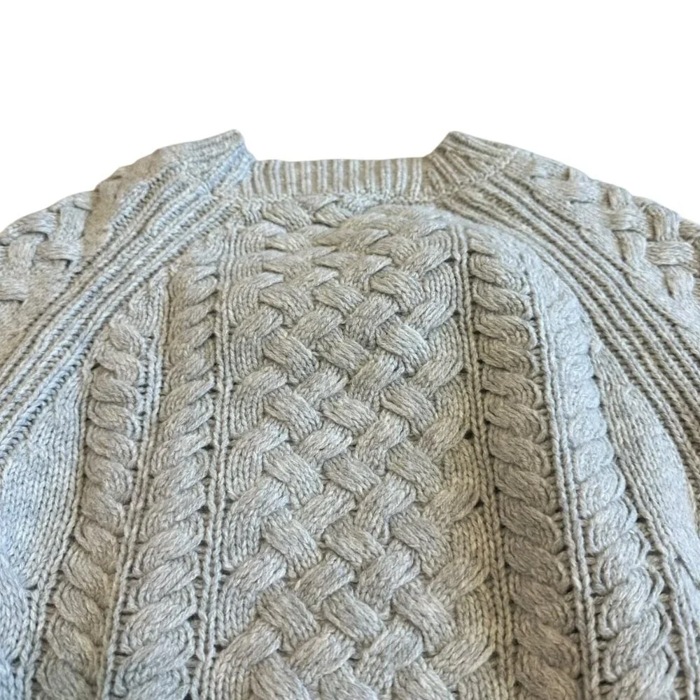 J. Crew Grey Cable Knit Pullover Sweater Crew Neck Sequin Stripe Size XS Women's